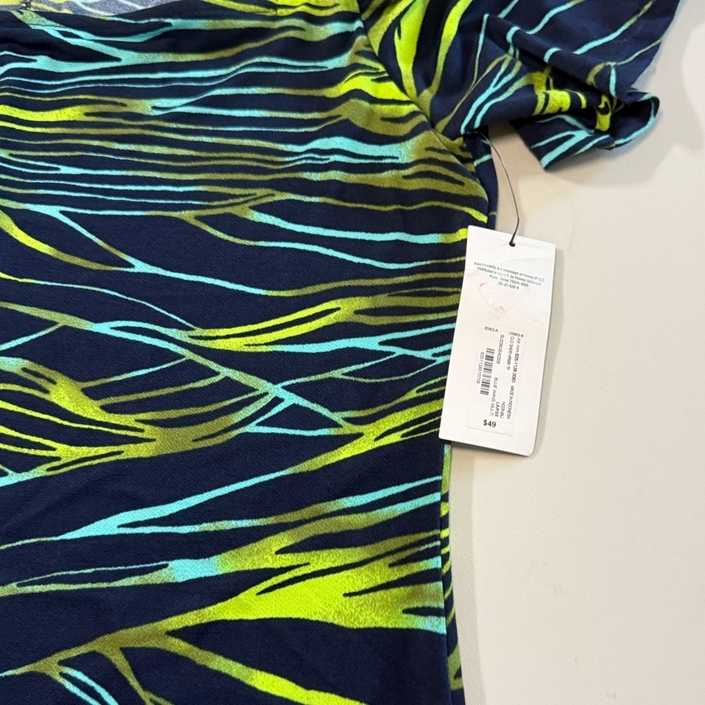 Bold Elements Blue Wave Multi Cold Shoulder Buckle Top Large NWT - Picture 7 of 8